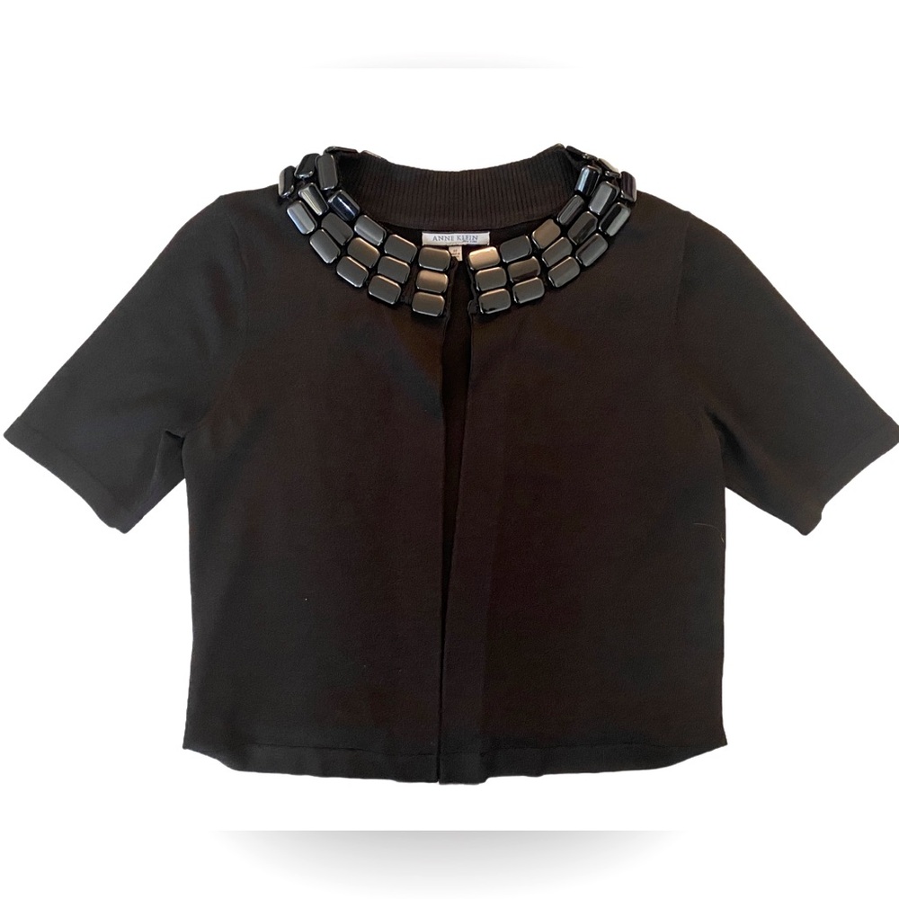 NWOT Anne Klein Black Embellished Bolero Jacket Size Petite Small (PP)